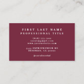 Elegante donkerbordeauxrode Visitekaartjes (Achterkant)