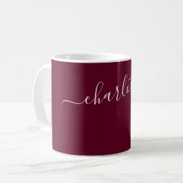 Elegante donkerburgunderkleur naam gepersonaliseer koffiemok