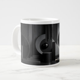 Elegante donkere abstracte geometrische vormen en grote koffiekop