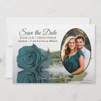 Elegante Donkere Aqua Teal Roze Ovale Foto Bruilof