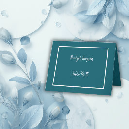 Elegante donkere blauwgroen & witte gast Zitplaats Bedankkaart