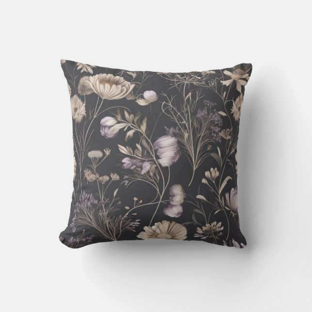 Elegante donkere bloem botanische kussensloop  kussen (Voorkant)