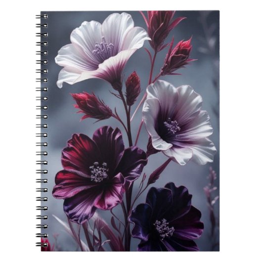 Elegante donkere bloem notebook notitieboek (Voorkant)
