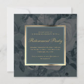 Elegante Donkere Bloemen Blauw Grijs Pensioenfeest Kaart (Voorkant)
