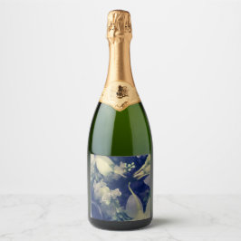elegante donkere bloemen champagnefles label sparkling wijnetiket