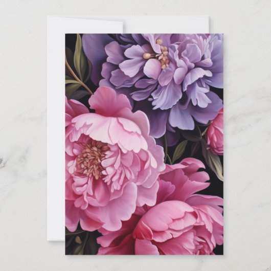 Elegante Donkere Bloemen Kaart Douche 70ste Verjaa (Achterkant)