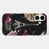 Elegante donkere bloemen Parijs Eiffeltoren Case-Mate iPhone Case (Achterkant (horizontaal))