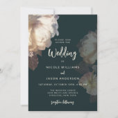 Elegante donkere bloemen romantische bruiloft kaart (Voorkant)