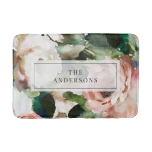 Elegante donkere bloemenpioen modern gepersonalise badmat