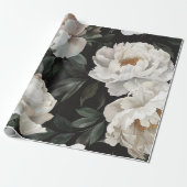 Elegante donkere bloemenpioen Waterverf wit Cadeaupapier (Uitgerold)