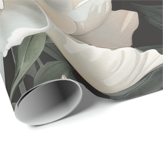 Elegante donkere bloemenpioen Waterverf wit Cadeaupapier (Rol Hoek)