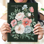 Elegante Donkere Bloemige Aangepaste Naam Planner