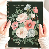 Elegante Donkere Bloemige Aangepaste Naam Planner