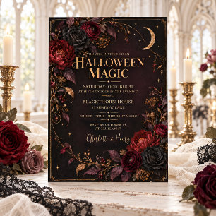 Elegante Donkere Bloemige Halloween Magie Kaart