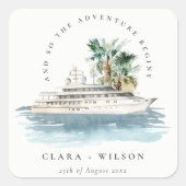 Elegante donkere cruiseschip Palm zeelandschap bru Vierkante Sticker (Voorkant)