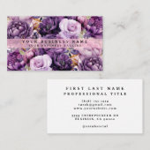 Elegante donkere dieppaarse bloemen visitekaartjes (Voorkant / Achterkant)