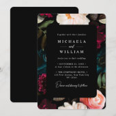 Elegante donkere en humeurige moderne bloemenbruil kaart (Voorkant / Achterkant)