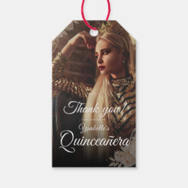Elegante donkere foto Quinceañera cadeautag Cadeaulabel