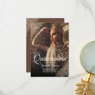 Elegante Donkere Foto Quinceañera Favor Doos Bedankkaart
