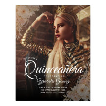 Elegante donkere foto Quinceañera welkomstposter