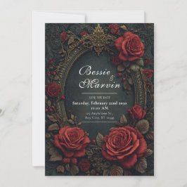 Elegante Donkere Gotische Bourgondiëroze Ovale Tro Kaart