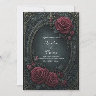 Elegante Donkere Gotische Bourgondiërroos Ovale Tr Kaart
