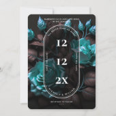 Elegante Donkere Gotische Bruiloft Blauwe Rozen Mo Save The Date (Voorkant)