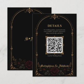 Elegante donkere gotische huwelijksbijlagekaart informatiekaartje