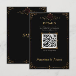 Elegante donkere gotische huwelijksbijlagekaart informatiekaartje