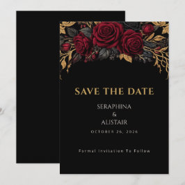 Elegante donkere gotische 'Save The Date'-kaart Save The Date