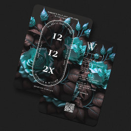 Elegante Donkere Gotische Trouw Blauwe Rozen Moder Save The Date