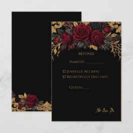 Elegante Donkere Gotische Trouw-RSVP-Kaart RSVP Kaartje