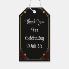 Elegante donkere gotische trouwgunsttag cadeaulabel