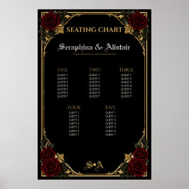 Elegante Donkere Gotische Trouwzaalstoelindeling Poster