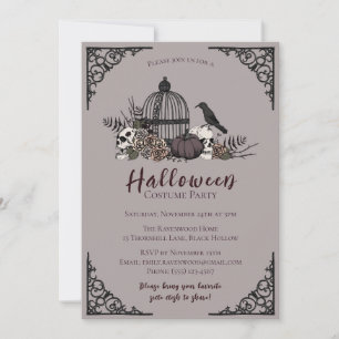 Elegante donkere Halloween volwassen kostuumfeest Kaart
