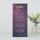 Elegante donkere herfst bloemrijke paarse receptie menu (Staand voorkant)