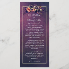 Elegante donkere herfst bloemrijke paarse receptie menu
