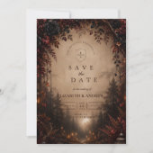 Elegante Donkere Herfst Bruiloft Save The Date (Voorkant)