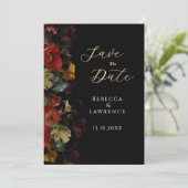 Elegante donkere humeurige bloemen bruiloft save the date (Staand voorkant)