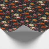 Elegante donkere humeurige bloemen cadeaupapier (Hoek)