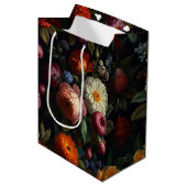 Elegante donkere humeurige  bloemen medium cadeauzakje (Voorkant Gekanteld)