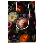 Elegante donkere humeurige  bloemen medium cadeauzakje (Achterkant)