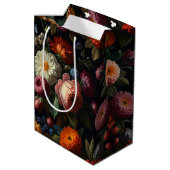 Elegante donkere humeurige  bloemen medium cadeauzakje (Achterkant Gekanteld)
