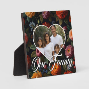 Elegante donkere humeurige  bloemen personaliseren fotoplaat