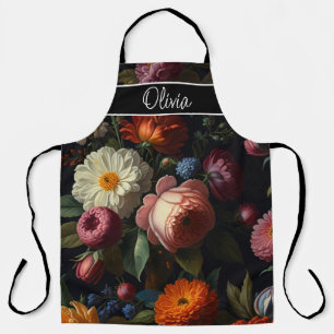 Elegante donkere humeurige  bloemen schort
