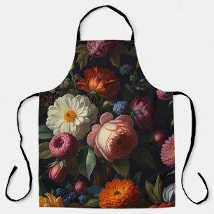 Elegante donkere humeurige  bloemen schort