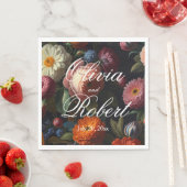 Elegante donkere humeurige  bloemen servet (Insitu)