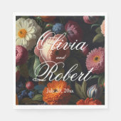 Elegante donkere humeurige  bloemen servet (Voorkant)