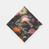 Elegante donkere humeurige  bloemen servet (Hoek)