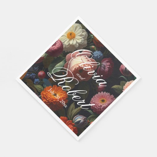 Elegante donkere humeurige  bloemen servet (Hoek)